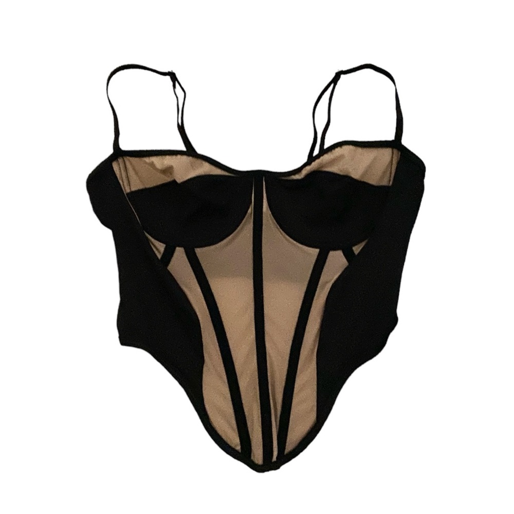 Contrast Mesh Bustier Top